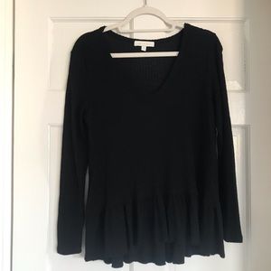 Anthropologie eri and ali waffle peplum top, S
